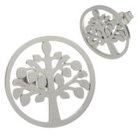 Ear stud, Stainless steel - Tree of Life