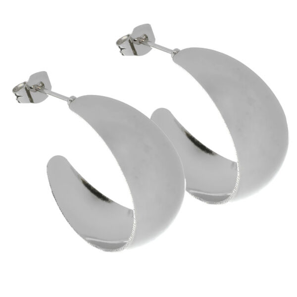 Stainless steel hoop earring - classic polished finish