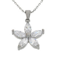 Edelstahlanhänger - Blüte "Cubik Zirkonia" 18mm