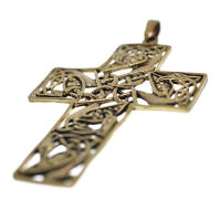 Large Cross With Decoration - Bronze Pendant