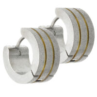 Edelstahlklappcreole - diamantiert mit Goldstreifen