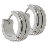 Stainless steel folding hoop earring - with two matte...