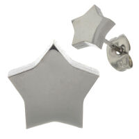 Stainless Steel Stud Earrings - Star PVD-Schwarz-6 mm