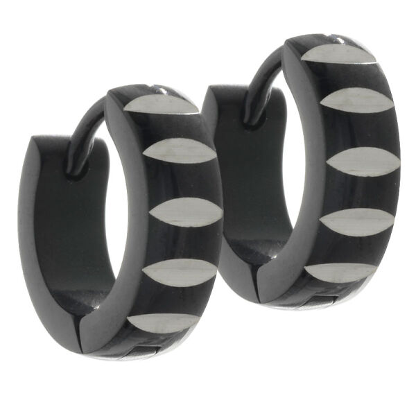 Stainless steel folding hoop earring - rounded with notches