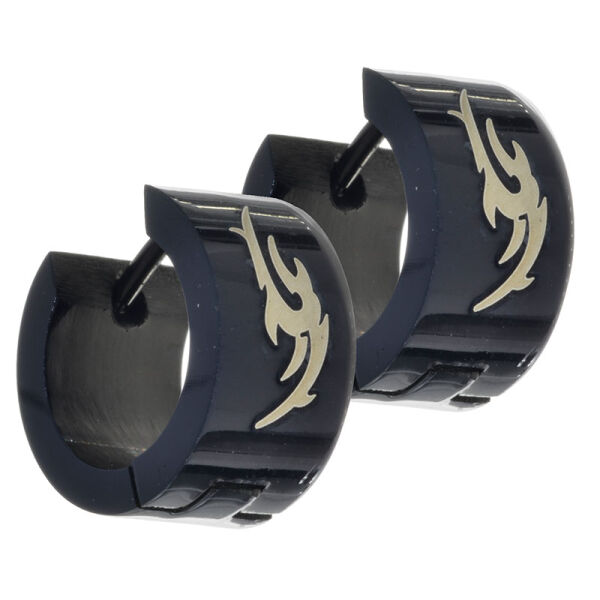 Stainless steel folding hoop earring - PVD black, various designs