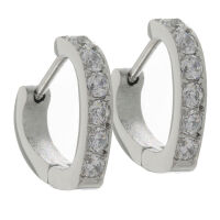 Stainless steel folding hoop earring - heart shape with...
