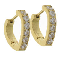 Stainless steel folding hoop earring - heart shape with...