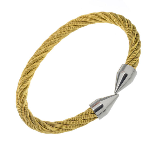 Edelstahlarmreif - polierte Spitze PVD-Gold