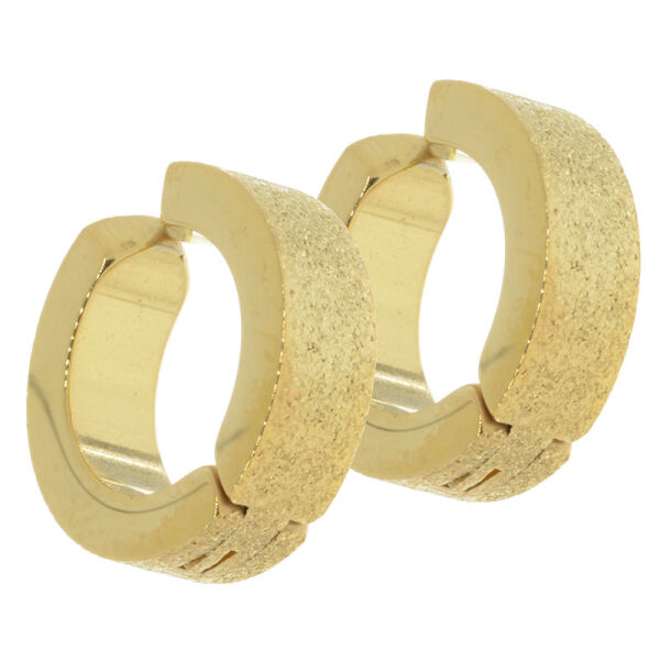 Stainless steel hoop earrings - diamond-cut, PVD gold