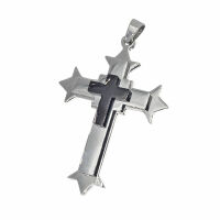 Stainless Steel Pendant – Triple Cross with Pointed...