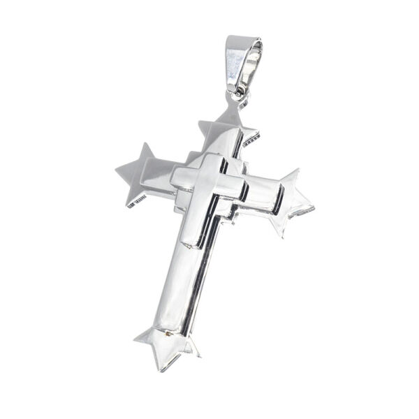 Edelstahlanhänger - Dreifaches Kreuz, Stahl