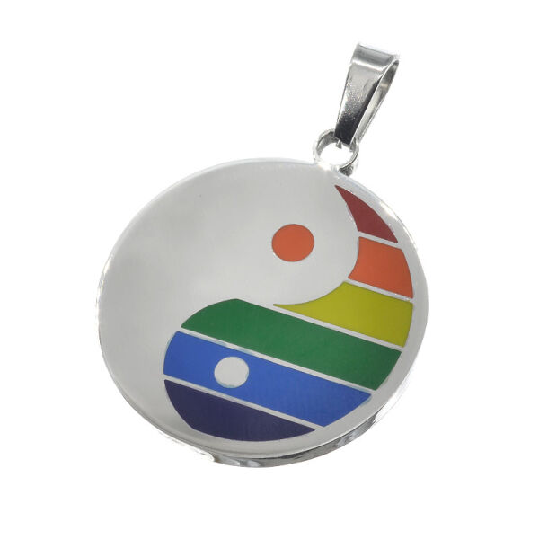 Edelstahlanhänger - Rainbow Yin und Yang
