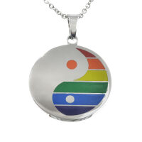 Edelstahlanhänger - Rainbow Yin und Yang 23 mm