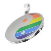 Edelstahlanhänger - Rainbow Yin und Yang 31mm