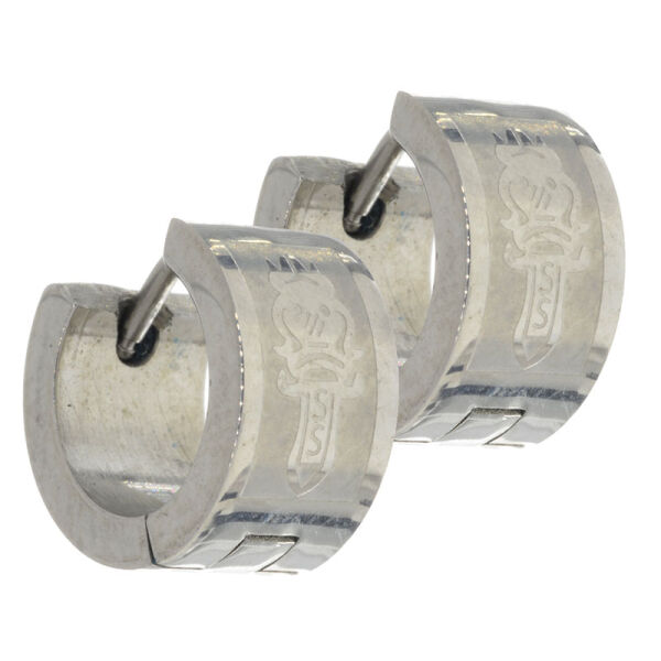 Stainless steel hinged hoop earrings - various laser-engraved designs Dagger