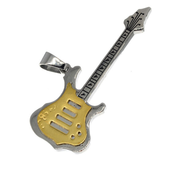 Edelstahlanhänger - Gitarre "Vintage Rock" Stahl/PVD-Gold-58 x 22
