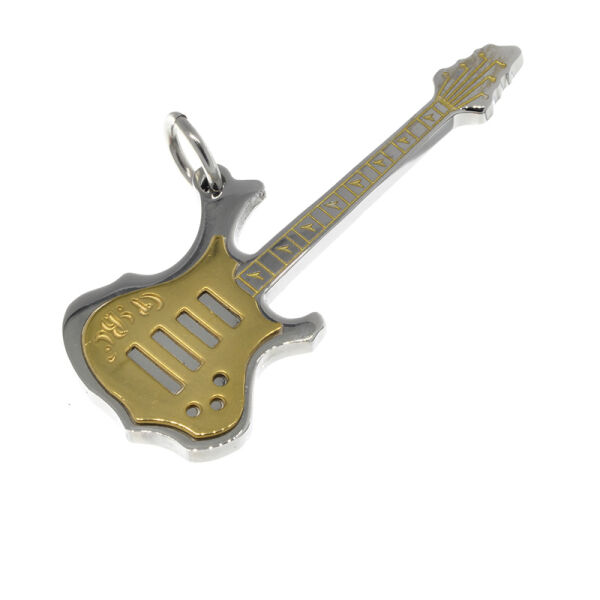 Edelstahlanhänger - Gitarre "Vintage Rock" Stahl/PVD-Gold/Gold-48 x 19