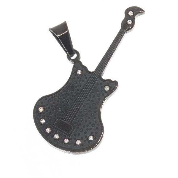 Stainless steel pendant - Guitar "Country" PVD-Black
