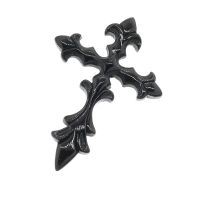 Edelstahlanhänger - Lilienkreuz "Florenz" PVD-Schwarz 42mm