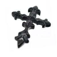 Edelstahlanhänger - Lilienkreuz "Florenz" PVD-Schwarz 42mm