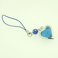 Schlüsselanhänger - Blaues Herz an Blauer Schnur