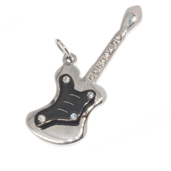 Edelstahlanhänger - E-Gitarre "Stones" Bicolor Stahl/PVD-schwarz
