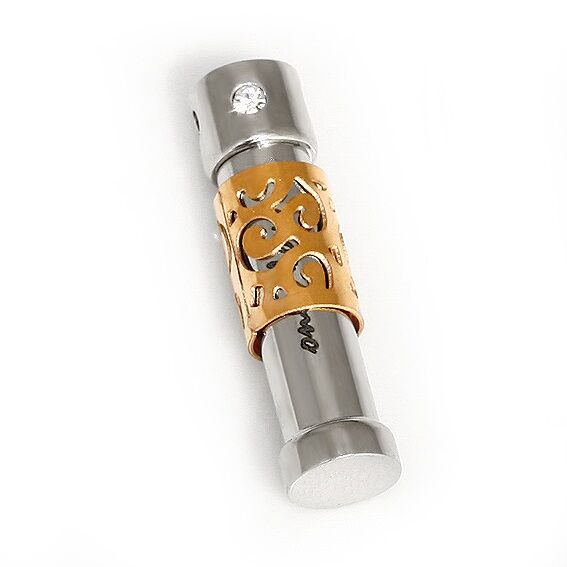 Edelstahlanhänger - Zylinder zum Öffnen, Stahl/PVD-Gold-38 mm x 9 mm