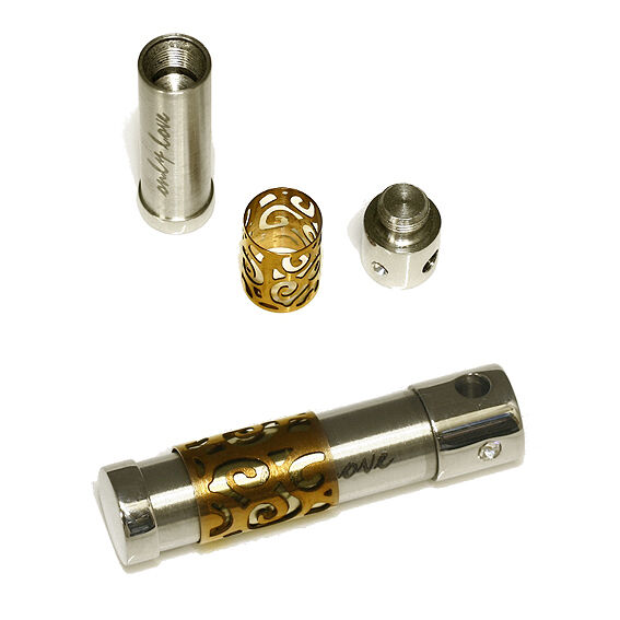 Edelstahlanhänger - Zylinder zum Öffnen, Stahl/PVD-Roségold-38 mm x 9 mm