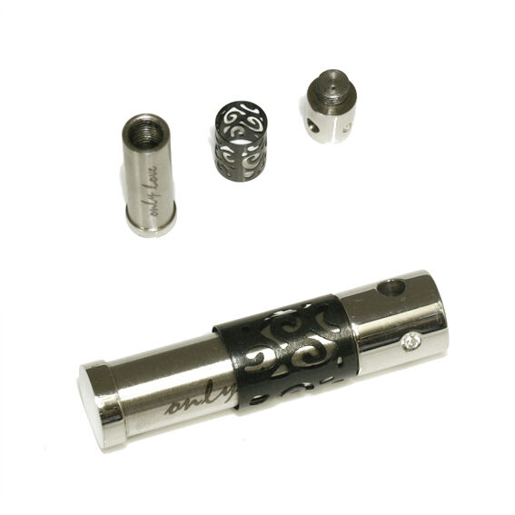 Edelstahlanhänger - Zylinder zum Öffnen, Stahl/PVD-Schwarz-36,5 mm x 9 mm