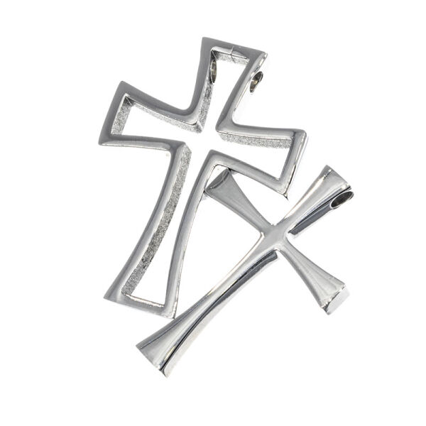 Edelstahlanhänger - Kreuz im Kreuz, Stahl/Stahl