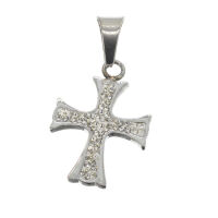 Edelstahlanhänger - Kreuz mit Steinen