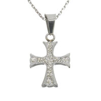 Edelstahlanhänger - Kreuz mit Steinen Stahl-klein