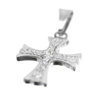 Edelstahlanhänger - Kreuz mit Steinen Stahl-klein