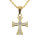 Edelstahlanhänger - Kreuz mit Steinen PVD-Gold-klein