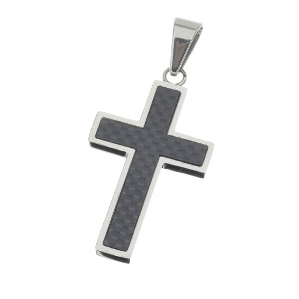 Stainless steel pendant “Carbon Cross” Steel-medium