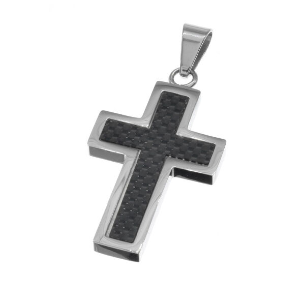 Stainless steel pendant “Carbon Cross” Steel-large
