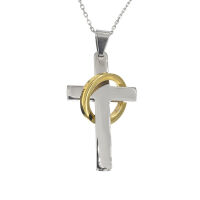 Kreuz mit goldfarbenem Ring 32mm