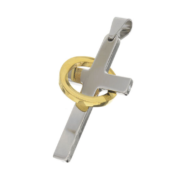 Kreuz mit goldfarbenem Ring 45mm