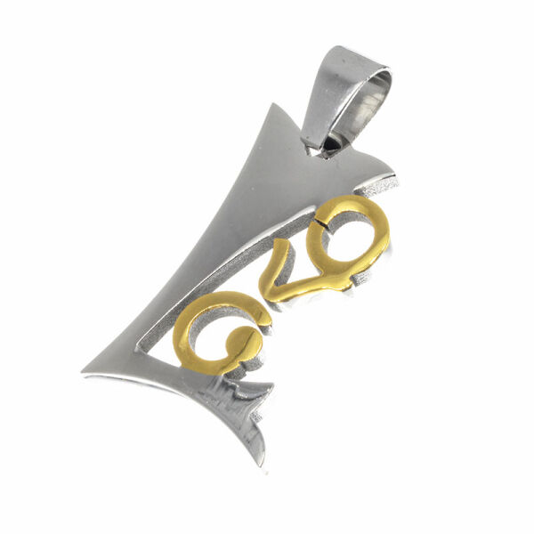 Stainless steel pendant - LOVE polished Steel/PVD gold