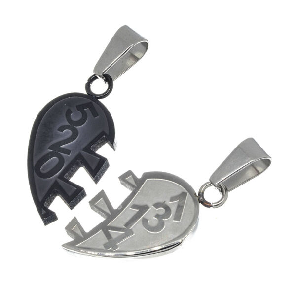 Partneredelstahlanhänger - Herz "5201314" Zahlen Stahl/PVD-Schwarz