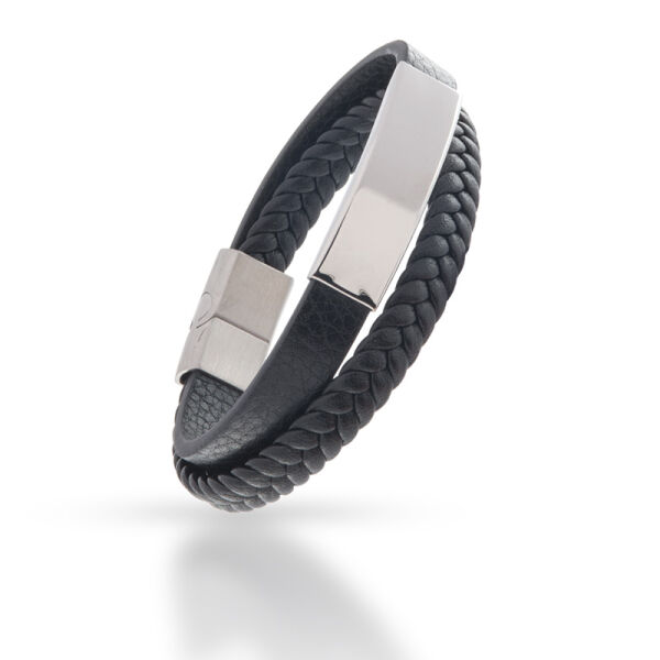 Lederarmband ohnet Edelstahlgravurplatte 21 cm