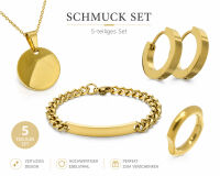 Edelstahl- Schmuckset, 5-tlg, versch. Farben PVD Gold-5...