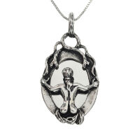 Stainless Steel Pendant - Mirror of Death  Fixed Eyelet