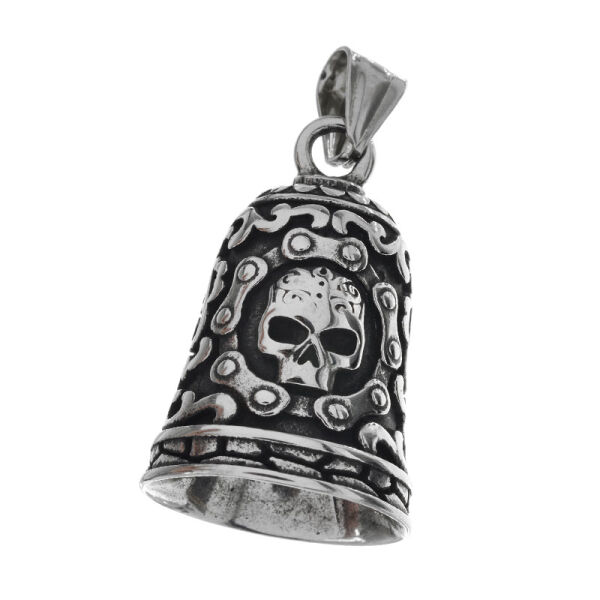 Edelstahlanhänger - Glocke "Skull" mit Schlägel