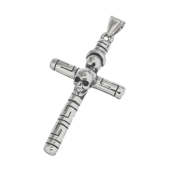 Stainless Steel Pendant - “Skull” Cross