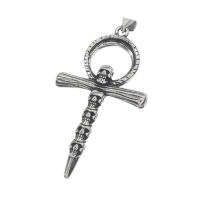 Stainless Steel Pendant – Ankh with Skulls