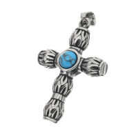Stainless Steel Pendant - Cross with Turquoise