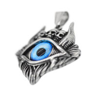 Stainless Steel Pendant – Blue Demon Eye with Skull Crown