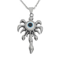 Stainless Steel Pendant – Blue Eye with Flame and Tentacle Forms