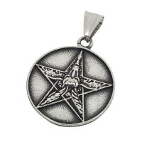 Stainless Steel Pendant – Pentagram Disc with...